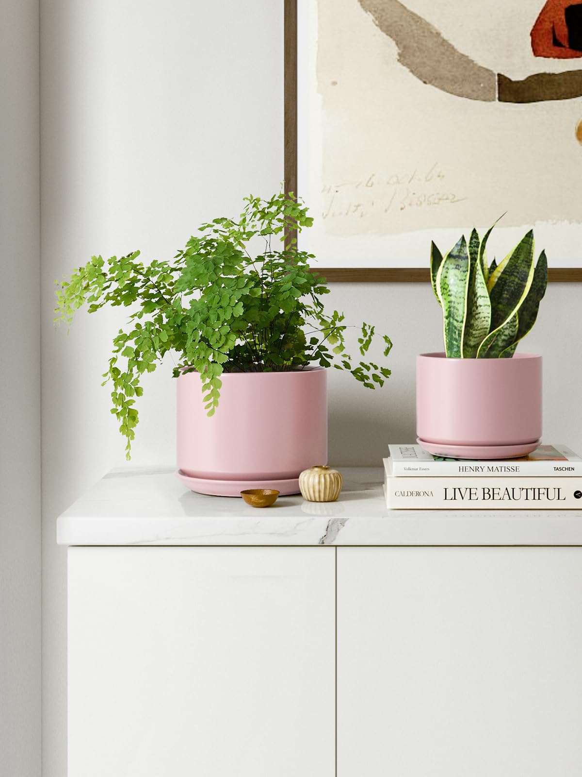 LE TAUCI ceramic pots set in outdoor patio setting
