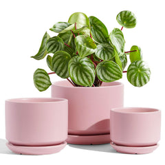 LE TAUCI Ceramic Pots Set of 3 in pink, various sizes