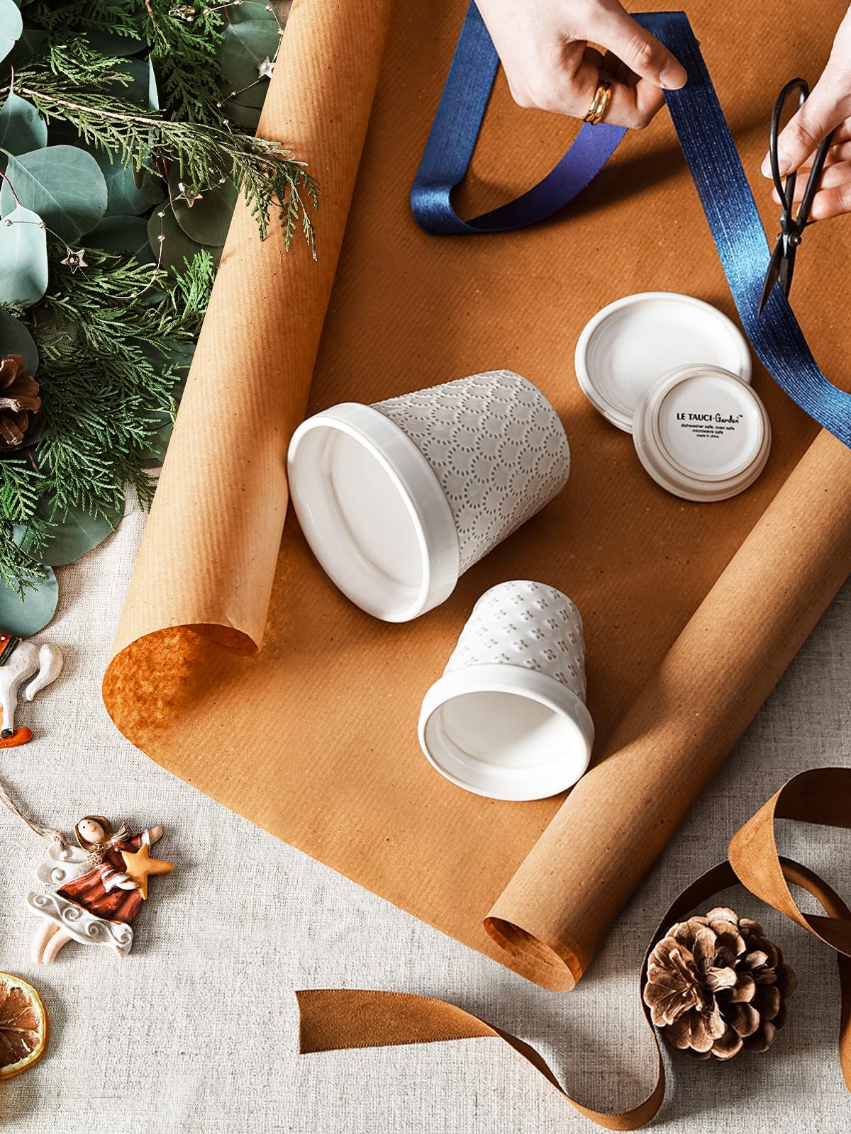 LE TAUCI ceramic pots used for creative decoration with stones