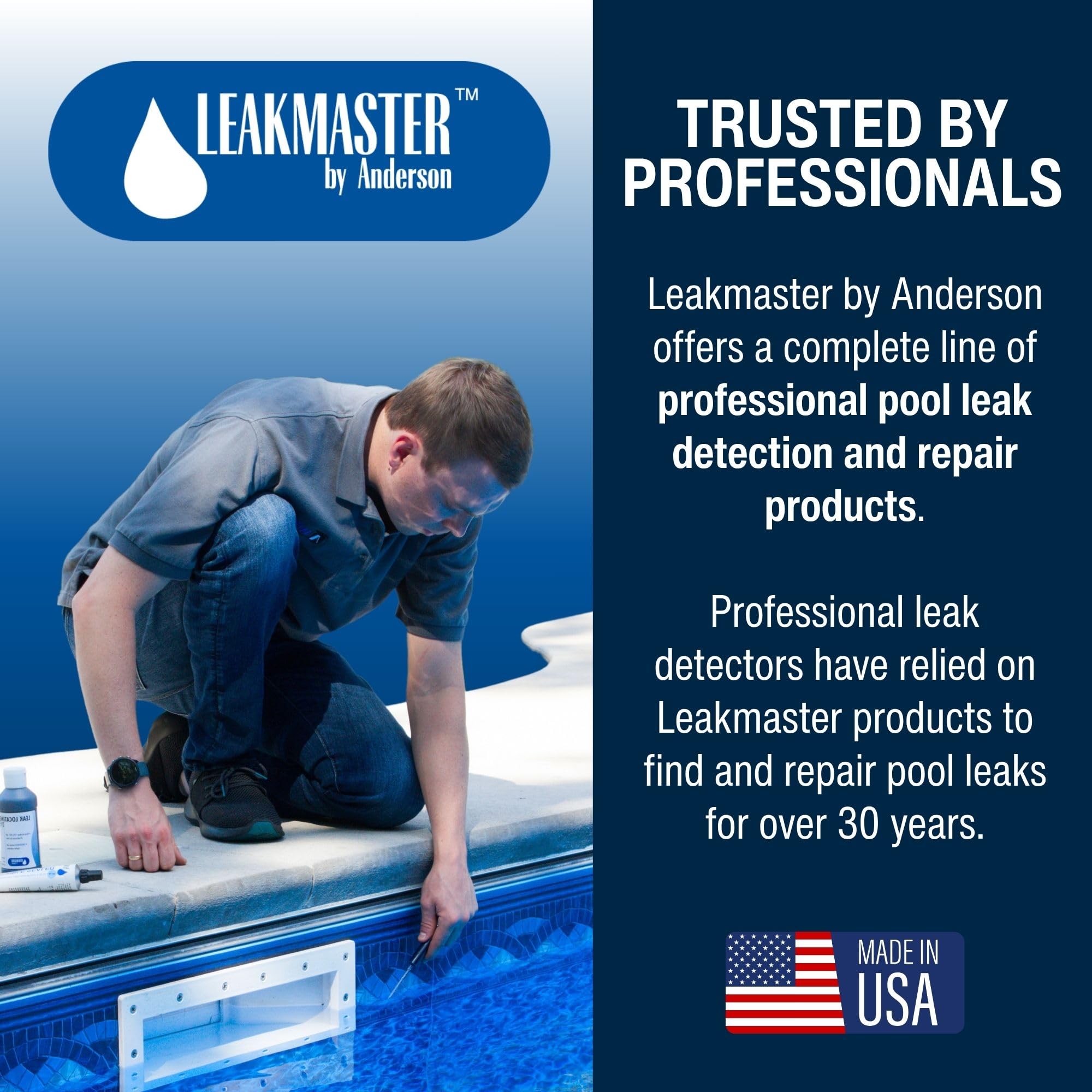 Leakmaster dye showing application near suspected leak