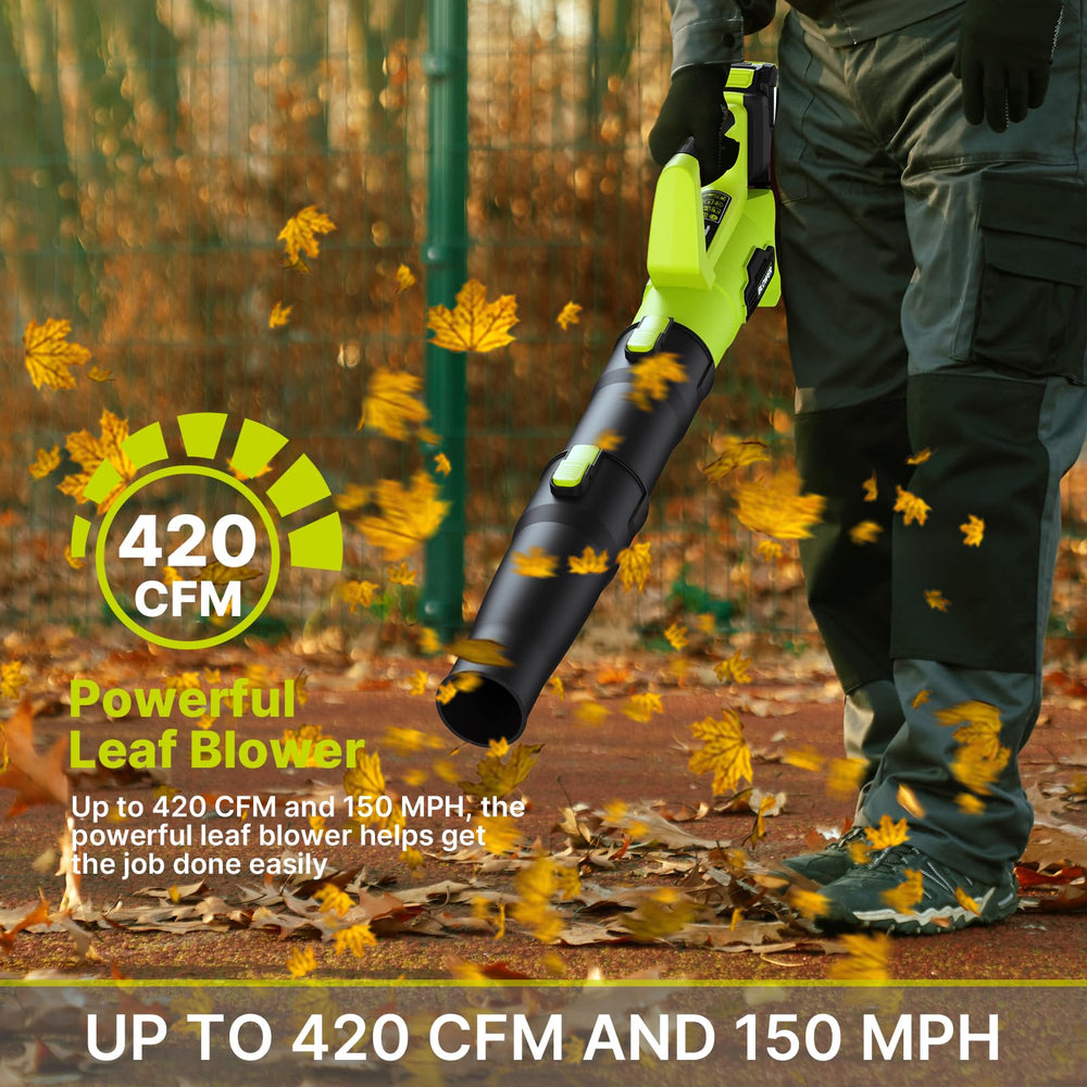 LEAPUL Leaf Blower Cordless in use clearing leaves