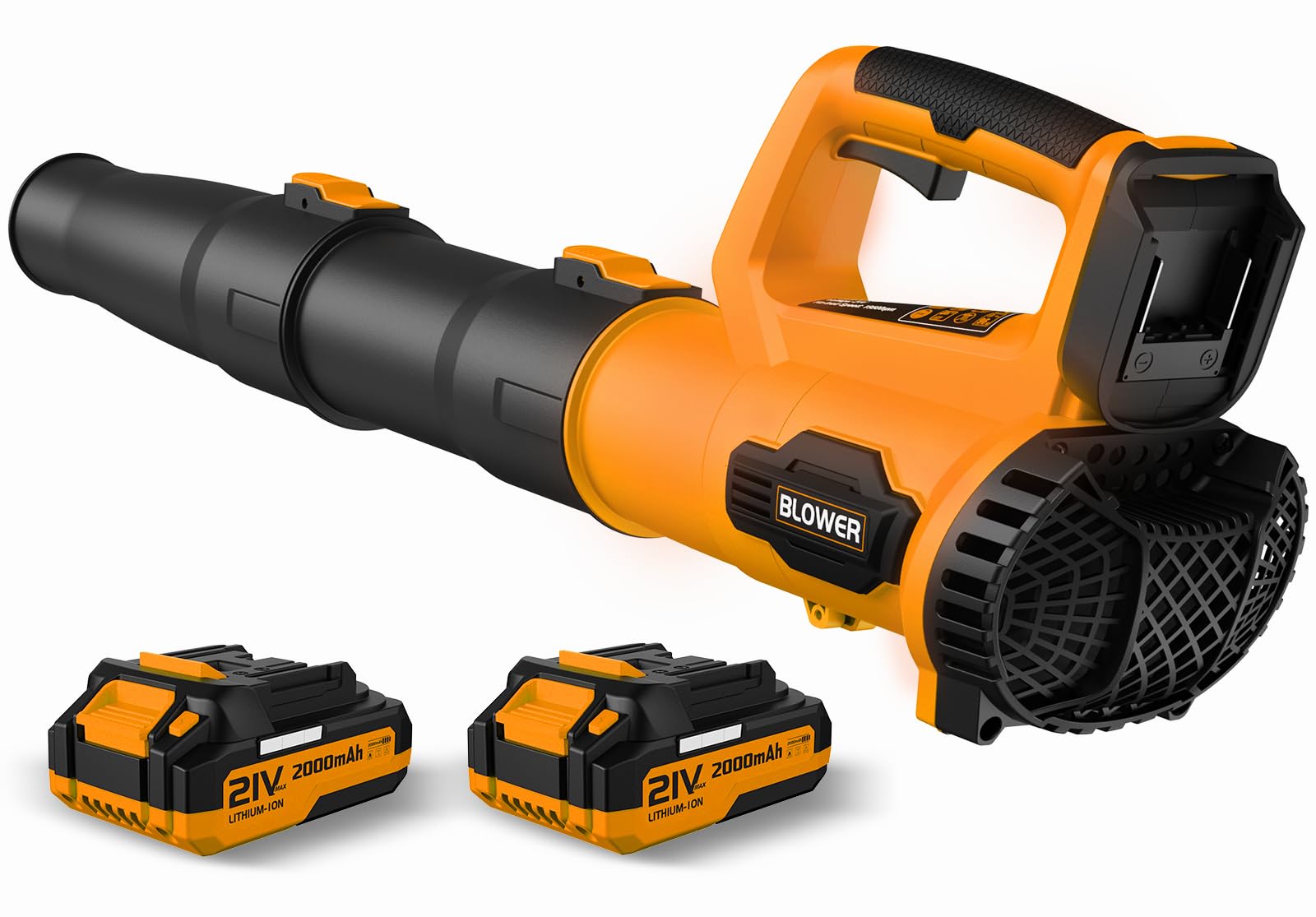 LEAPUL Leaf Blower cordless model in bright orange with blow tube