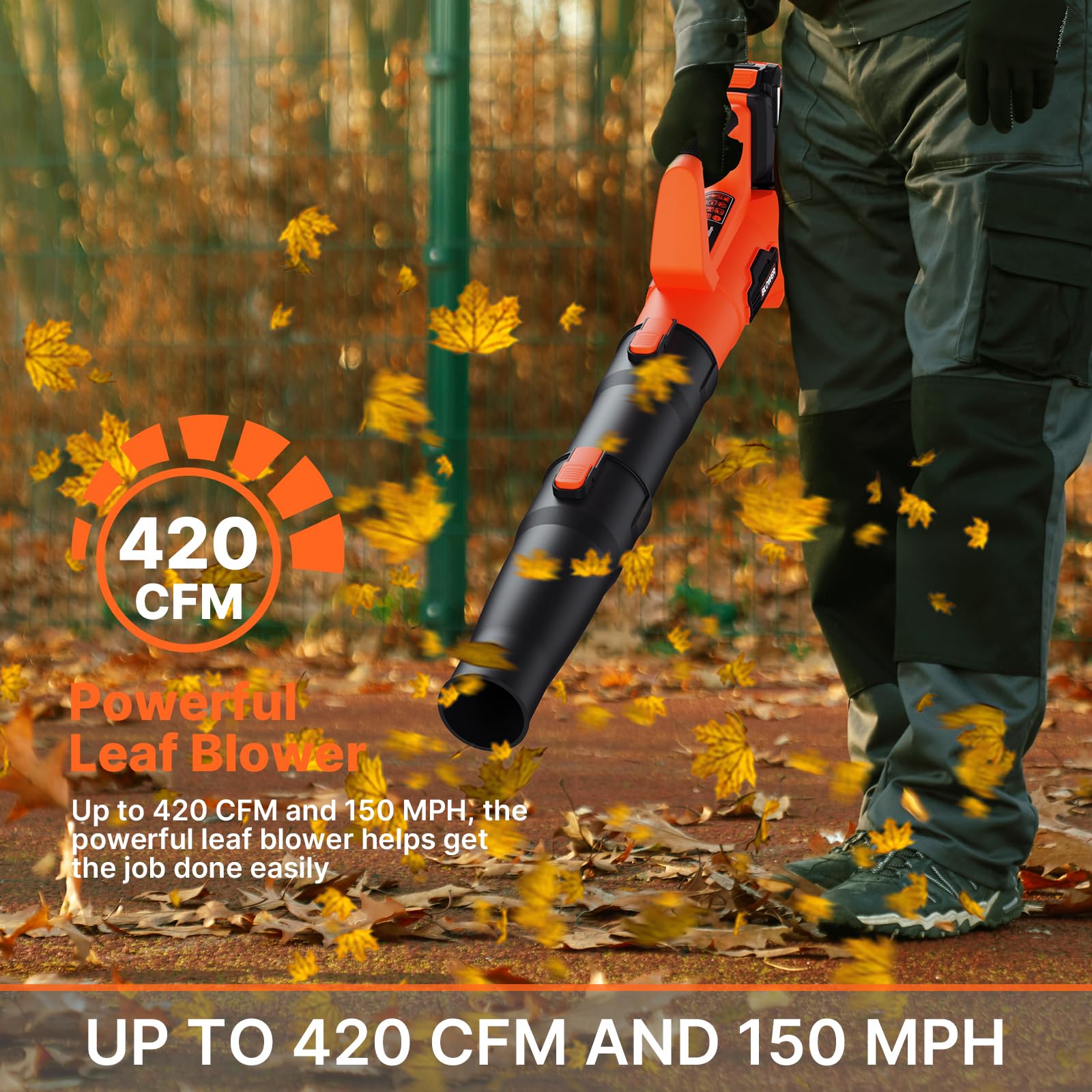 LEAPUL Leaf Blower lightweight design being used outdoors
