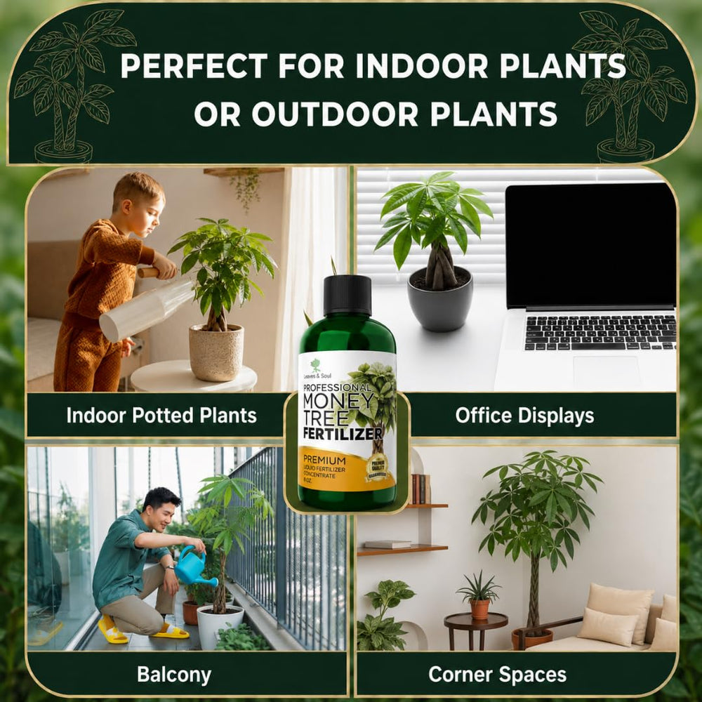Leaves and Soul Money Tree Fertilizer label showcasing 3-1-2 formula
