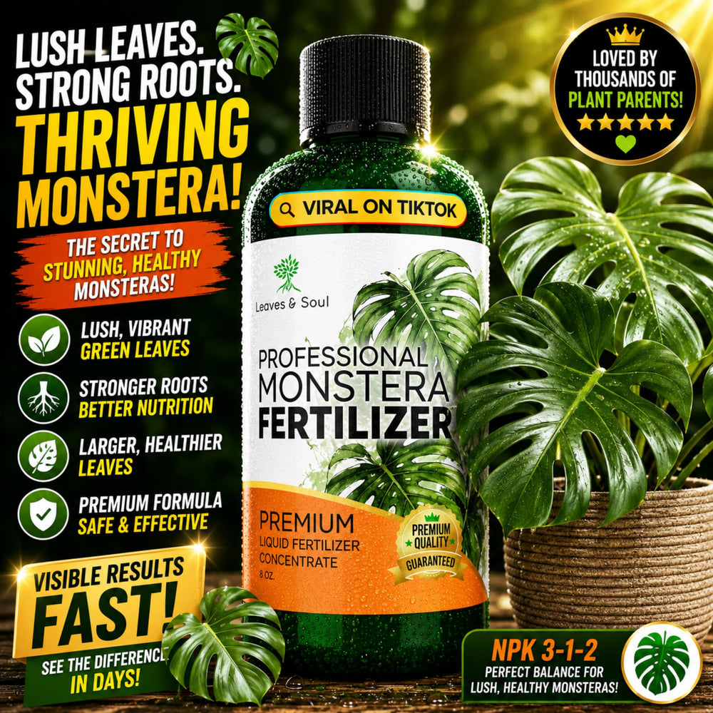 Leaves and Soul Monstera Fertilizer Liquid 8 oz bottle side view