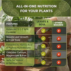 Leaves and Soul Monstera Fertilizer Liquid 8 oz bottle with measuring spoon