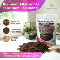 Leaves and Soul terrarium soil mix being poured into a terrarium