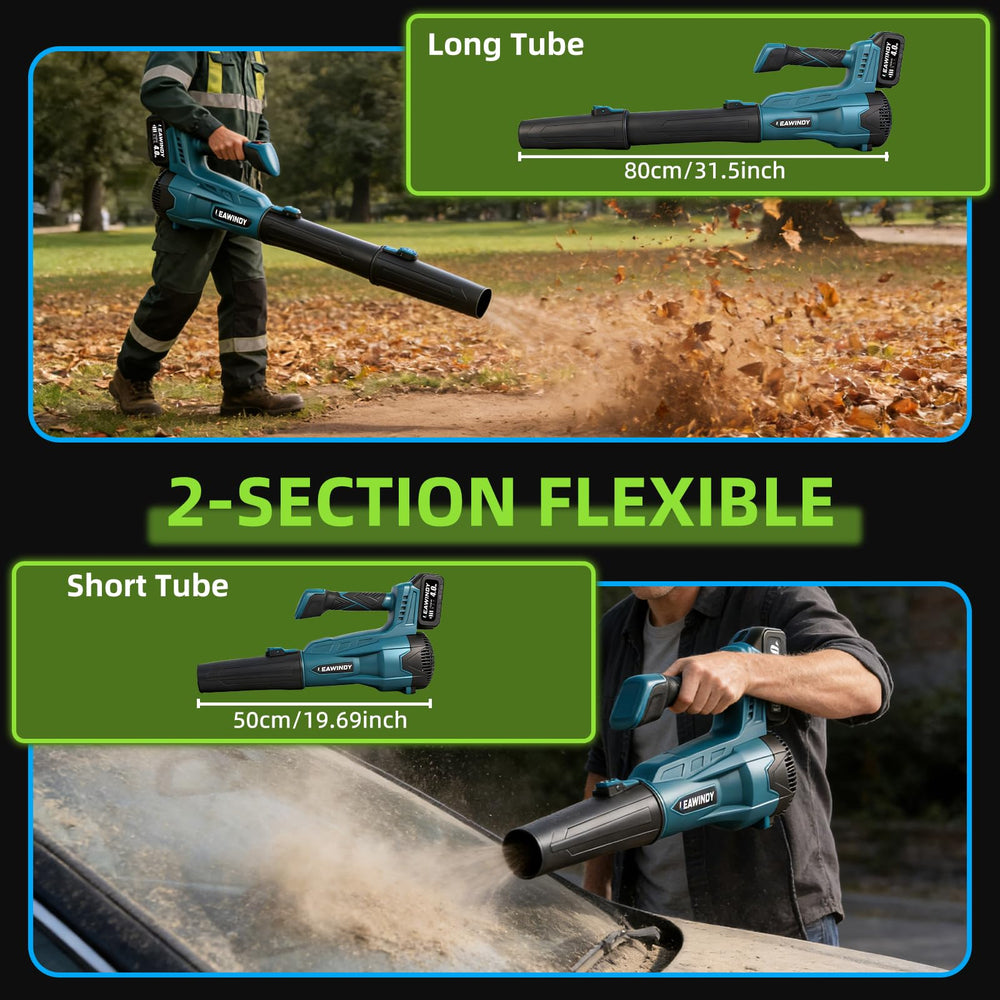 LEAWINDY leaf blower in action clearing leaves