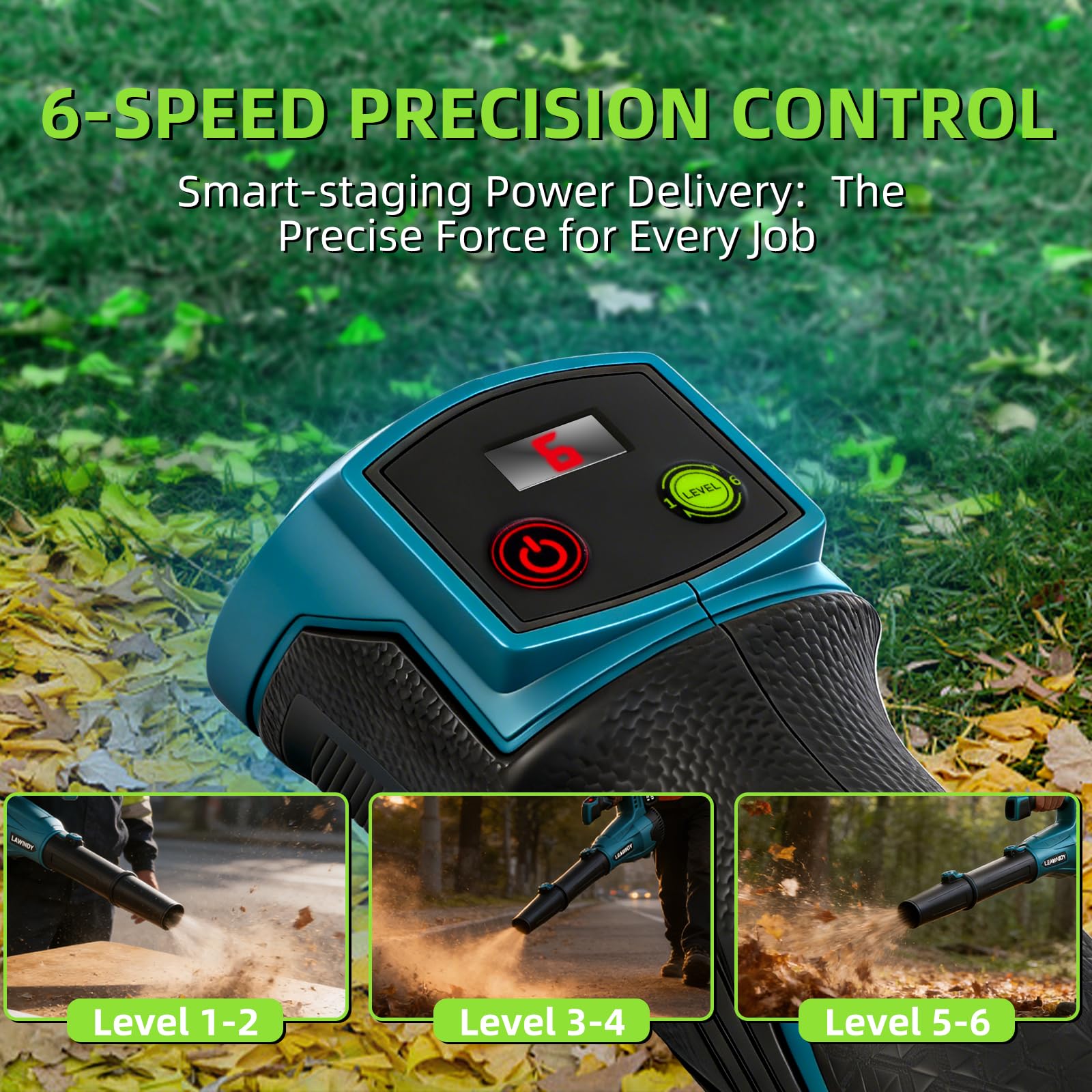 LEAWINDY leaf blower with two connectable tubes attached