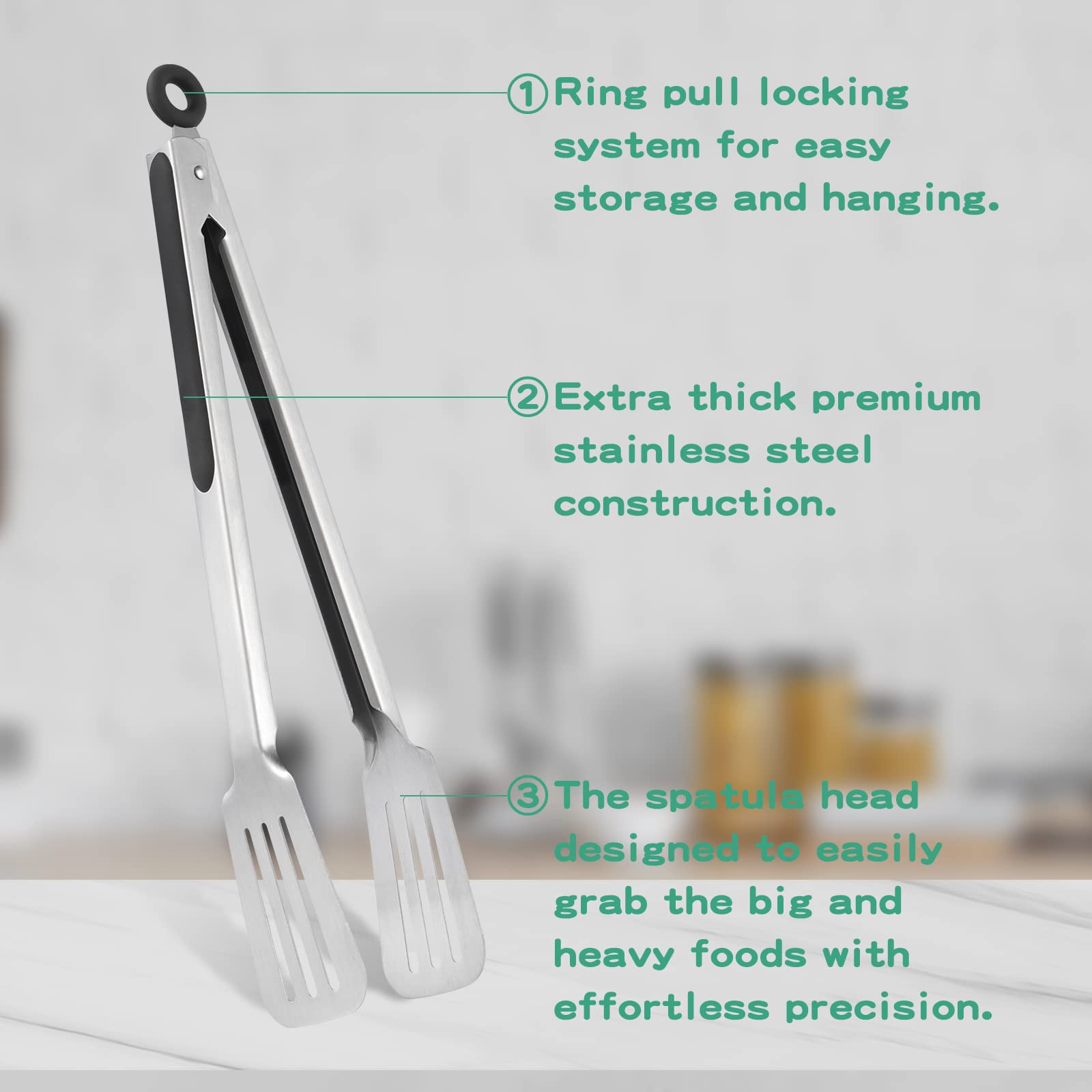 Lebabo tongs 12 inch handling thick-cut steak