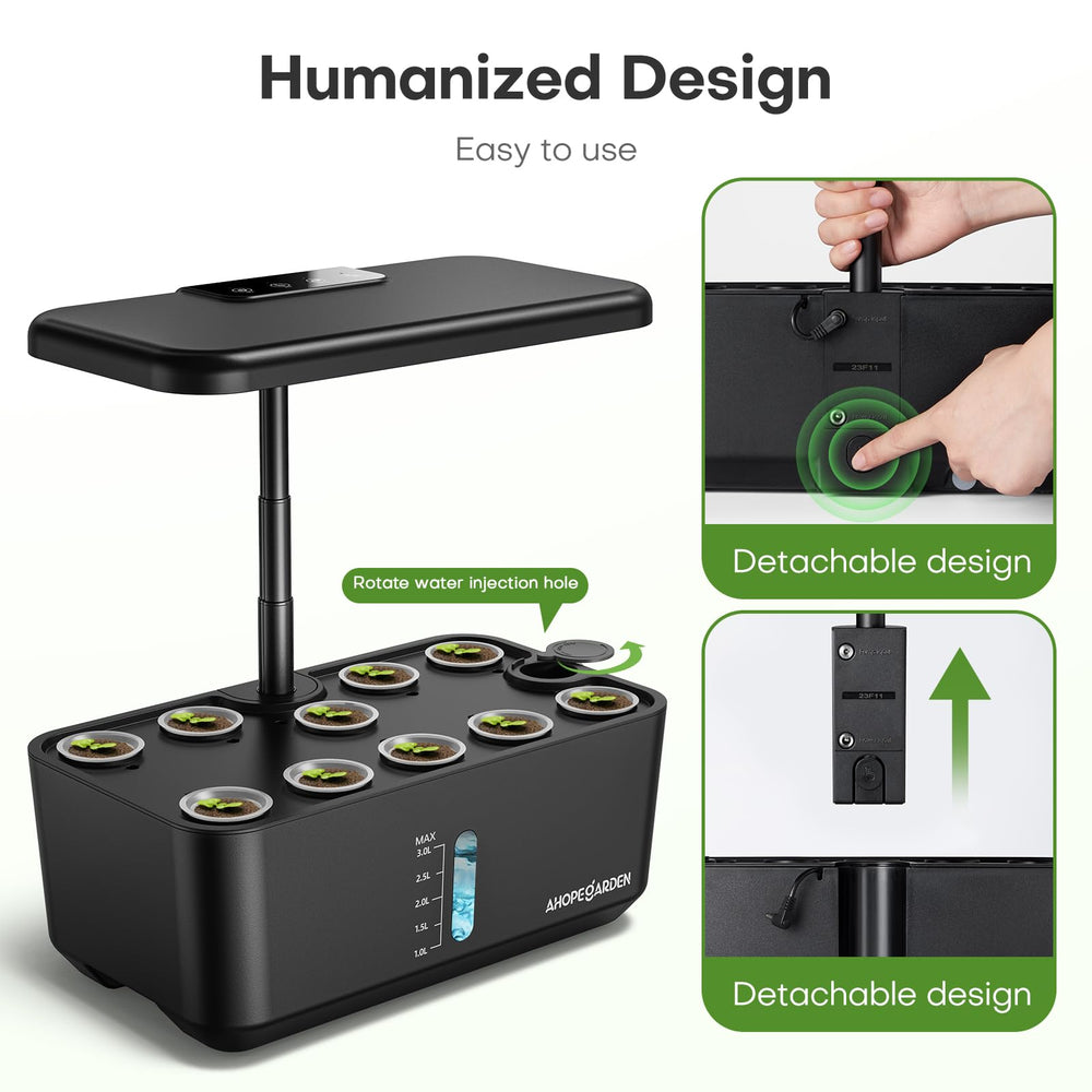 LED grow light on Ahopegarden indoor garden system