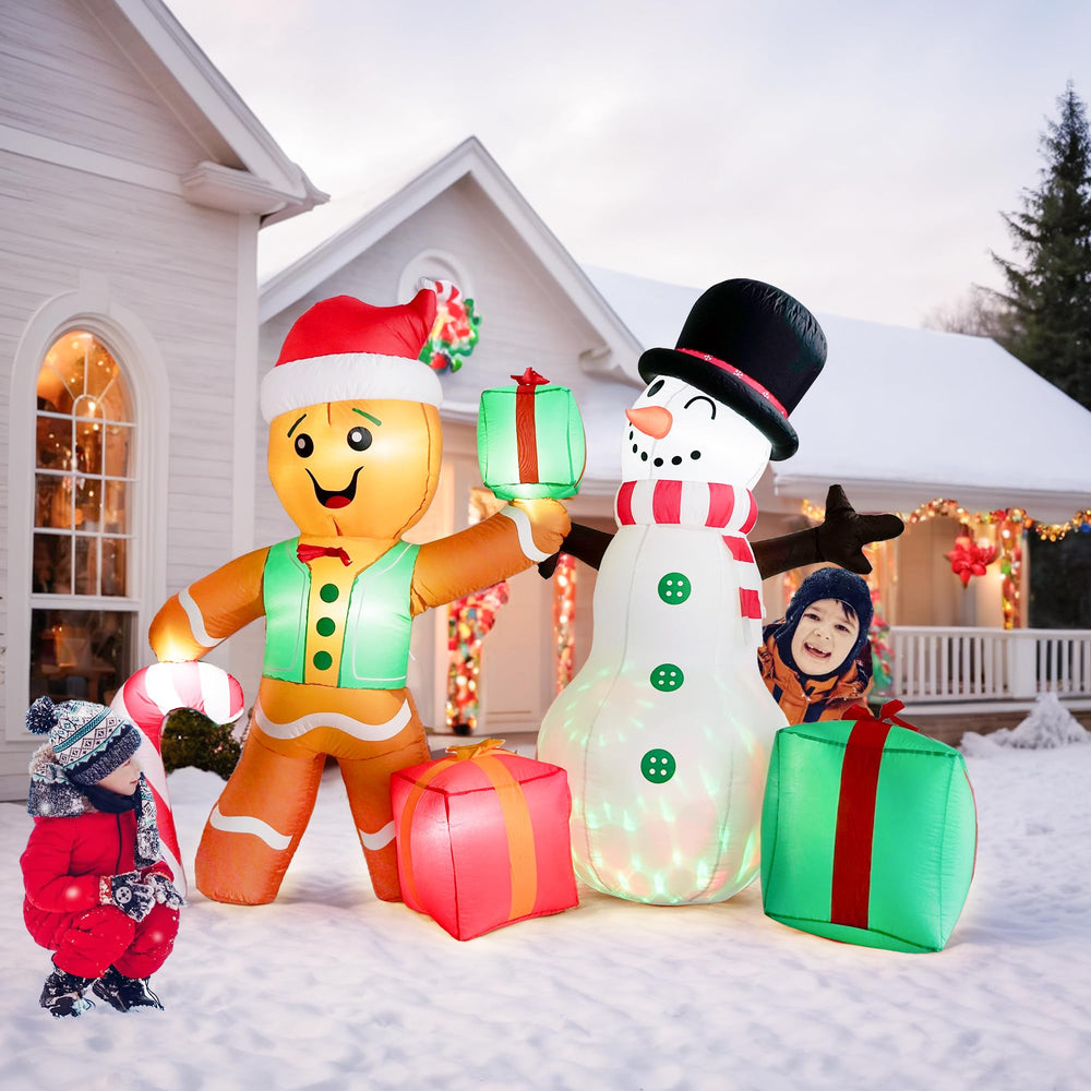 LED lights glowing on COOLWUFAN inflatable Snowman