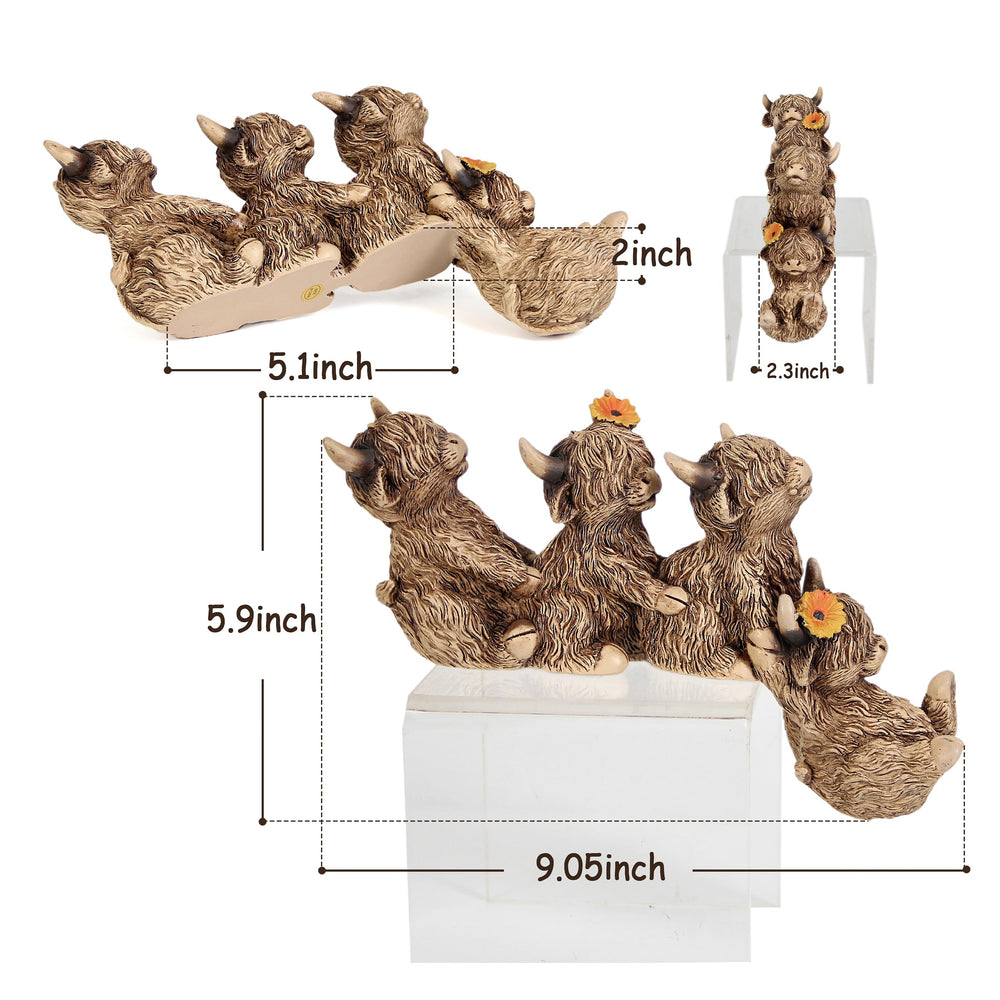 Leekung Highland Cow Figurine front view in garden setting