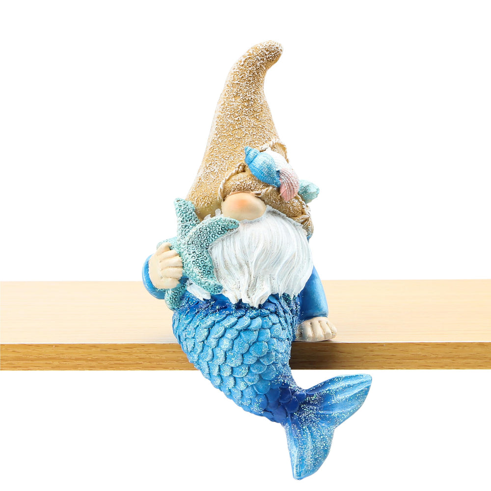 Leekung Mermaid Gnome Statue on a patio ledge