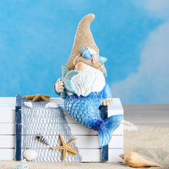 Leekung Mermaid Gnome Statue on a shelf indoors