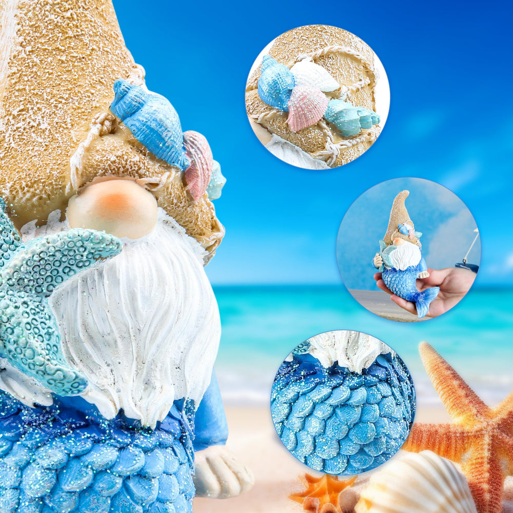 Leekung Mermaid Gnome Statue outdoors in a garden setting