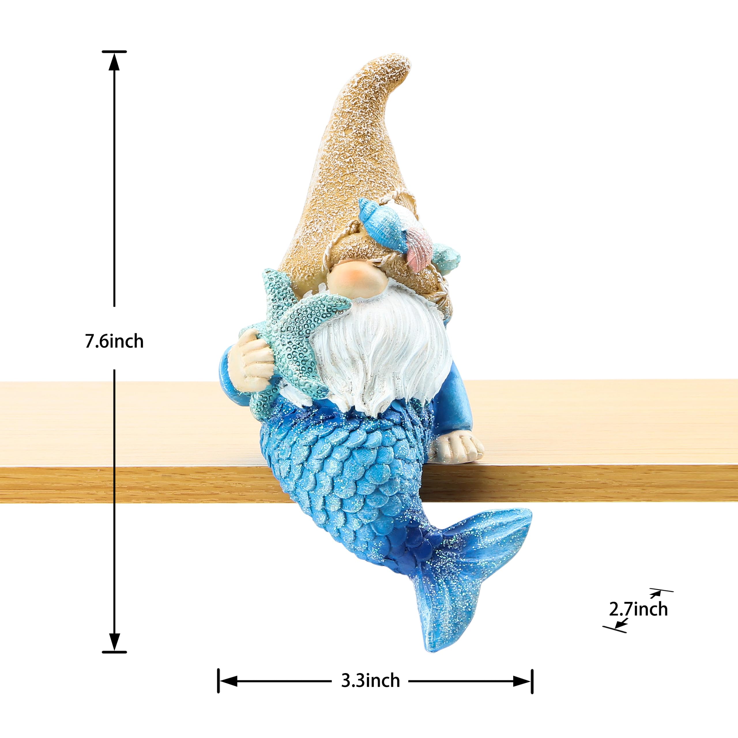 Leekung Mermaid Gnome Statue side view displaying glittery finish