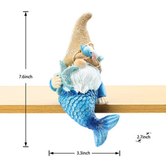 Leekung Mermaid Gnome Statue side view displaying glittery finish