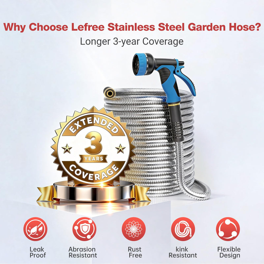 Lefree garden hose with 10-pattern nozzle