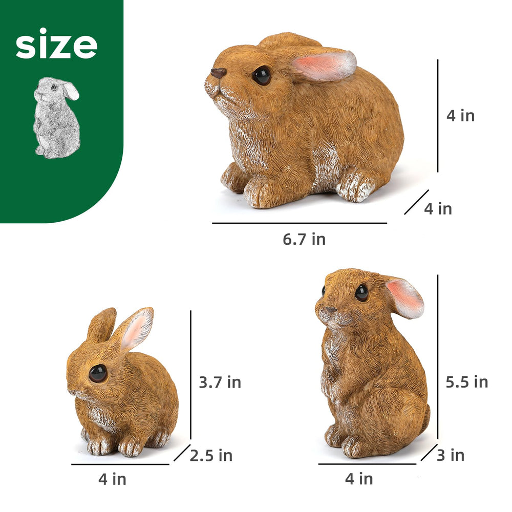 LEGIFO Bunny Decor Set of 3 Resin Garden Statues, close-up of details