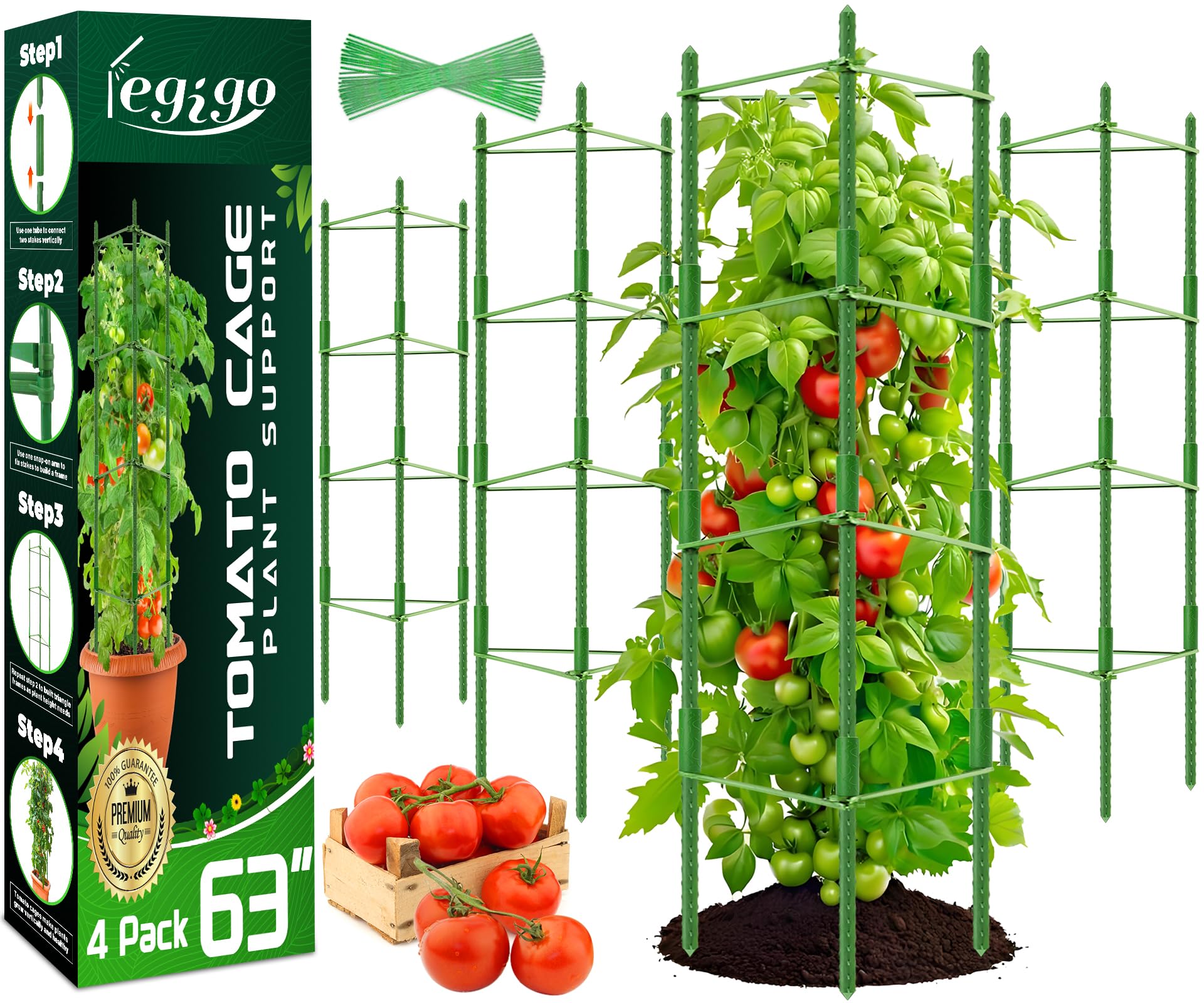 Legigo 4 Pack Tomato Cage green model side view