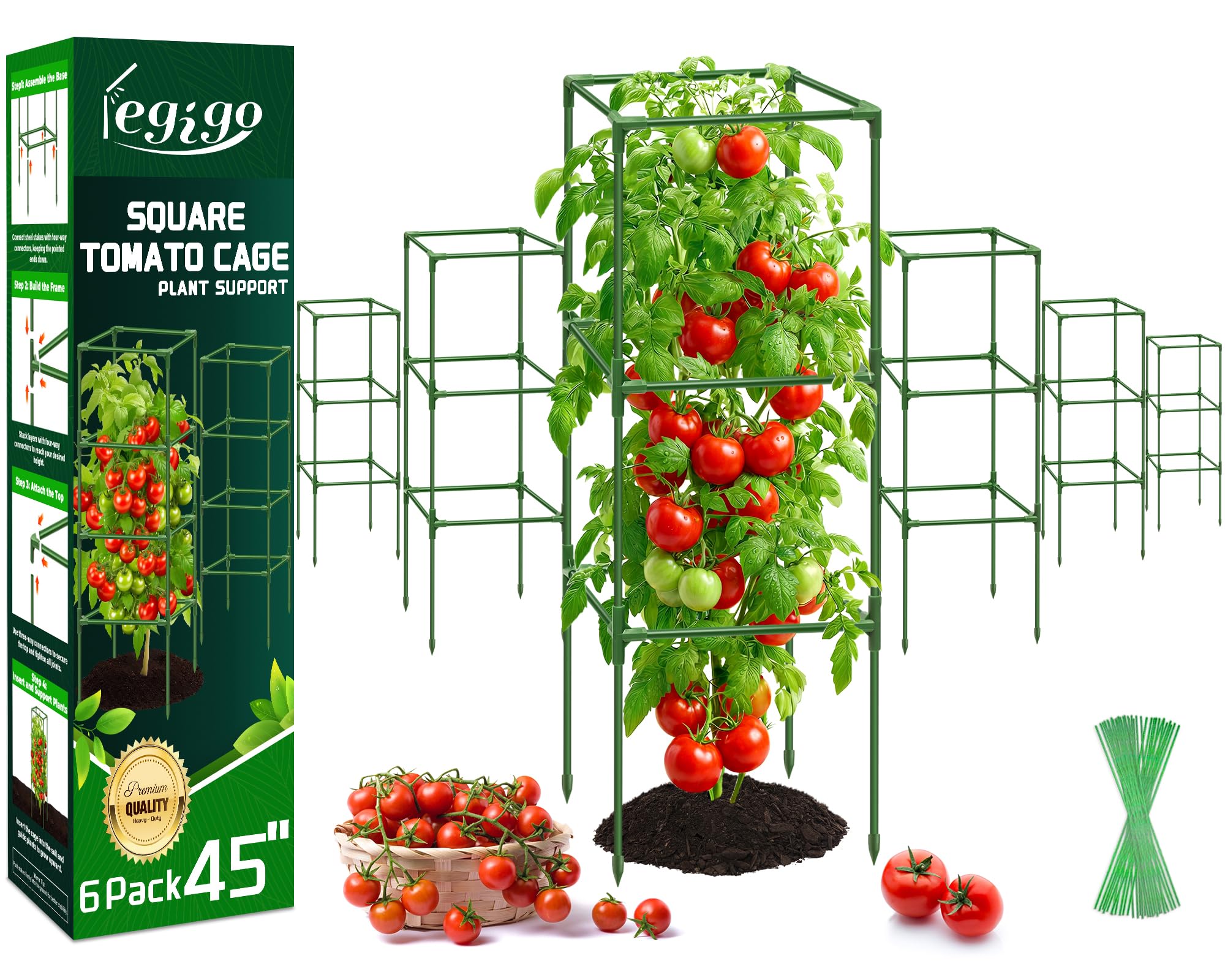 Legigo 6 Pack Tomato Cages assembled in garden