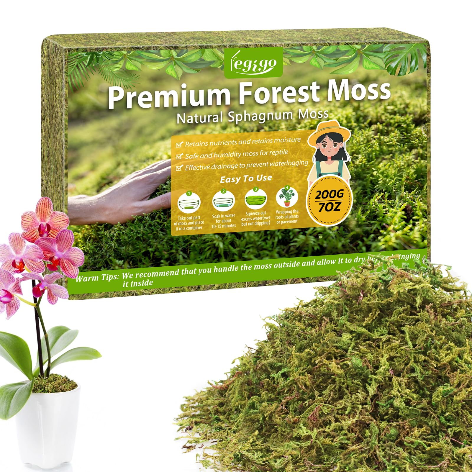Legigo 7oz sphagnum moss front view in packaging