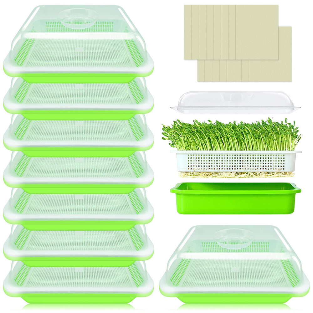 Legigo 8 pack seed sprouter trays with lids, green