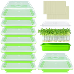 Legigo 8 pack seed sprouter trays with lids, green