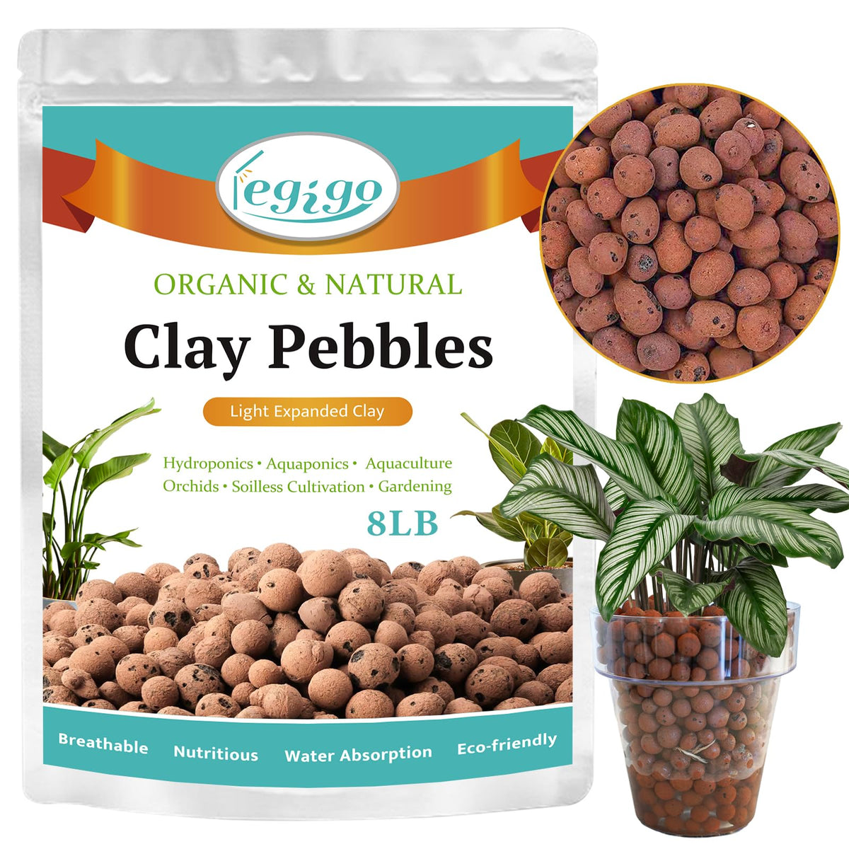 Legigo 8LB Leca Clay Pebbles in resealable pouch