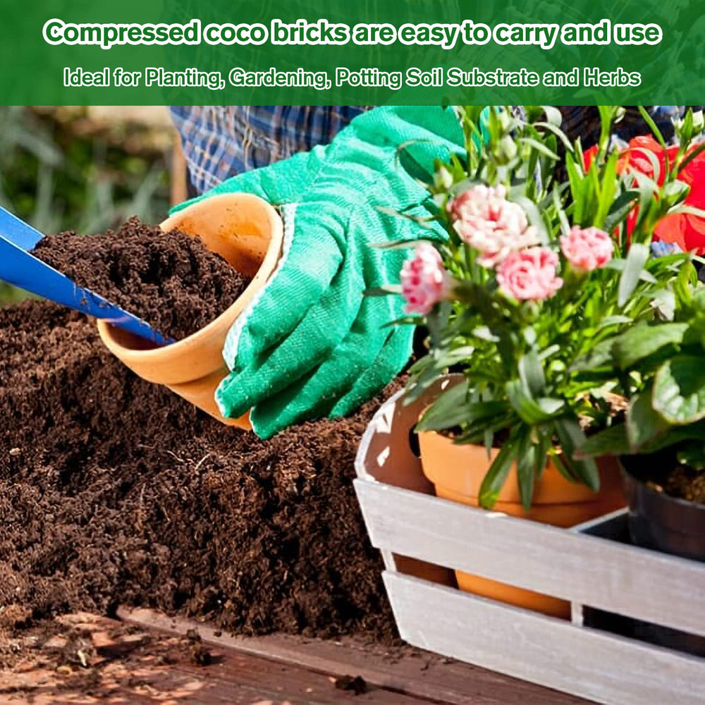 Legigo Coco Coir Bricks in a garden setting