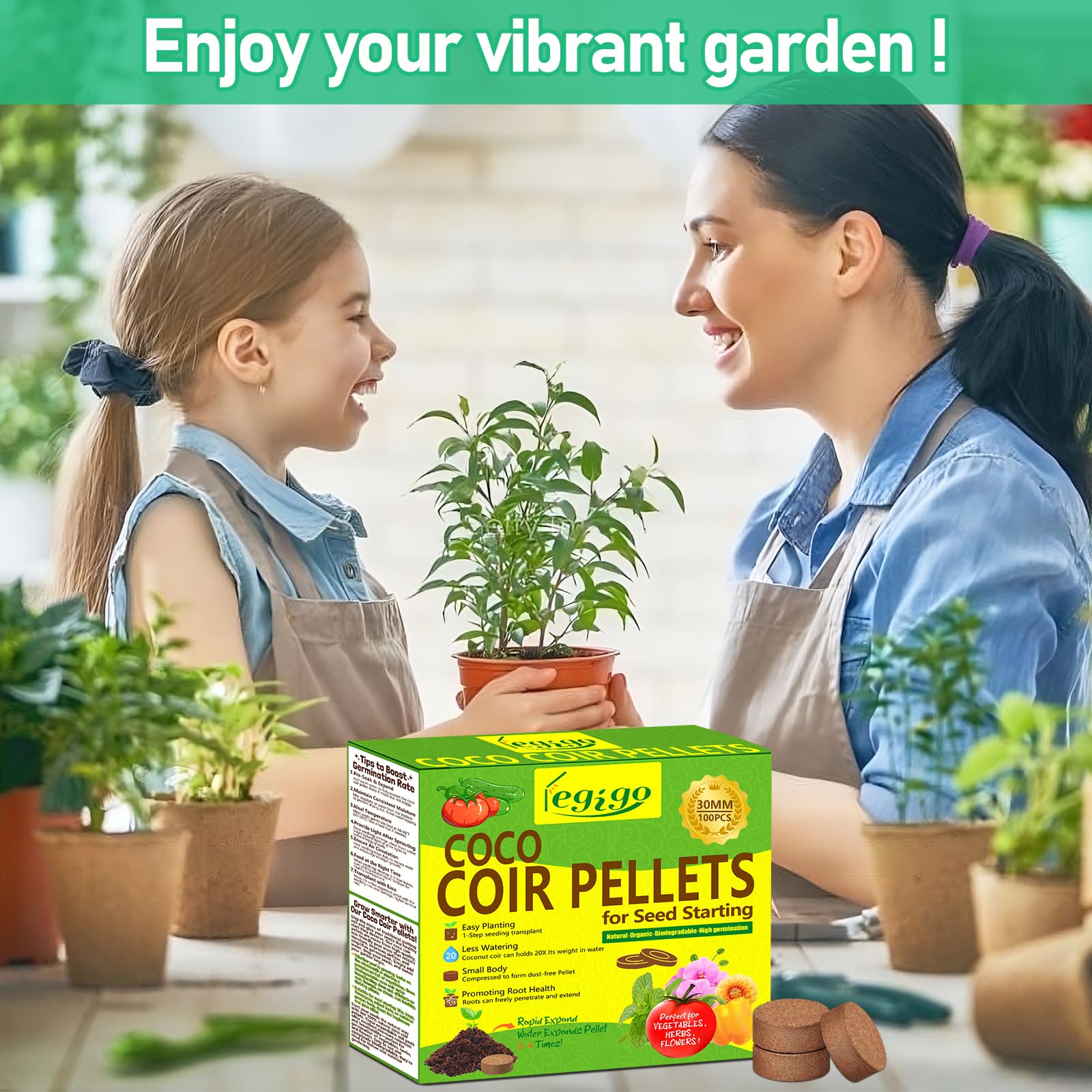 Legigo coco coir pellets 30mm in a garden setting