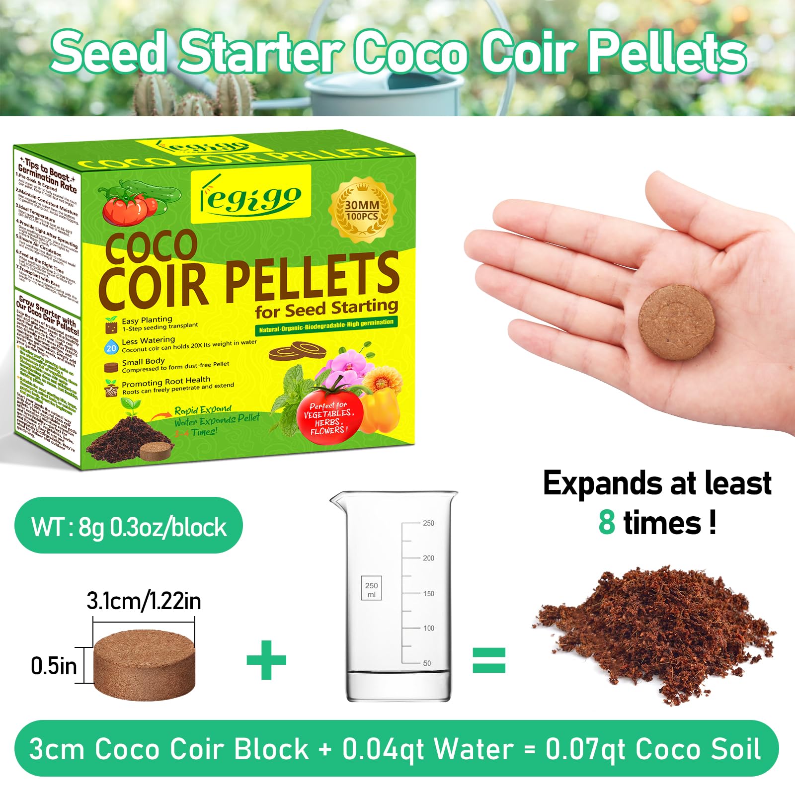 Legigo coco coir pellets 30mm individual pellet close-up