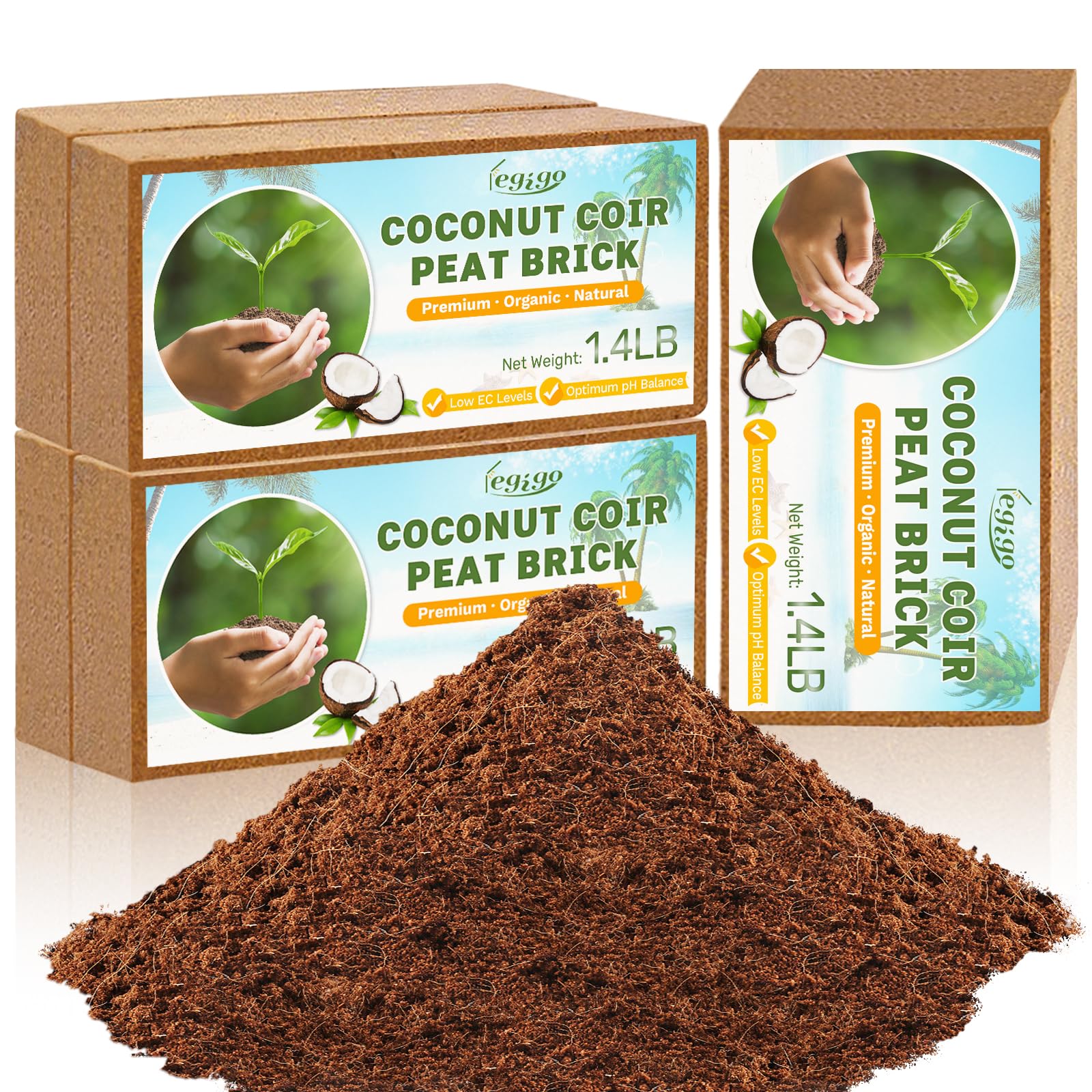 Legigo Organic Coco Coir Bricks front view