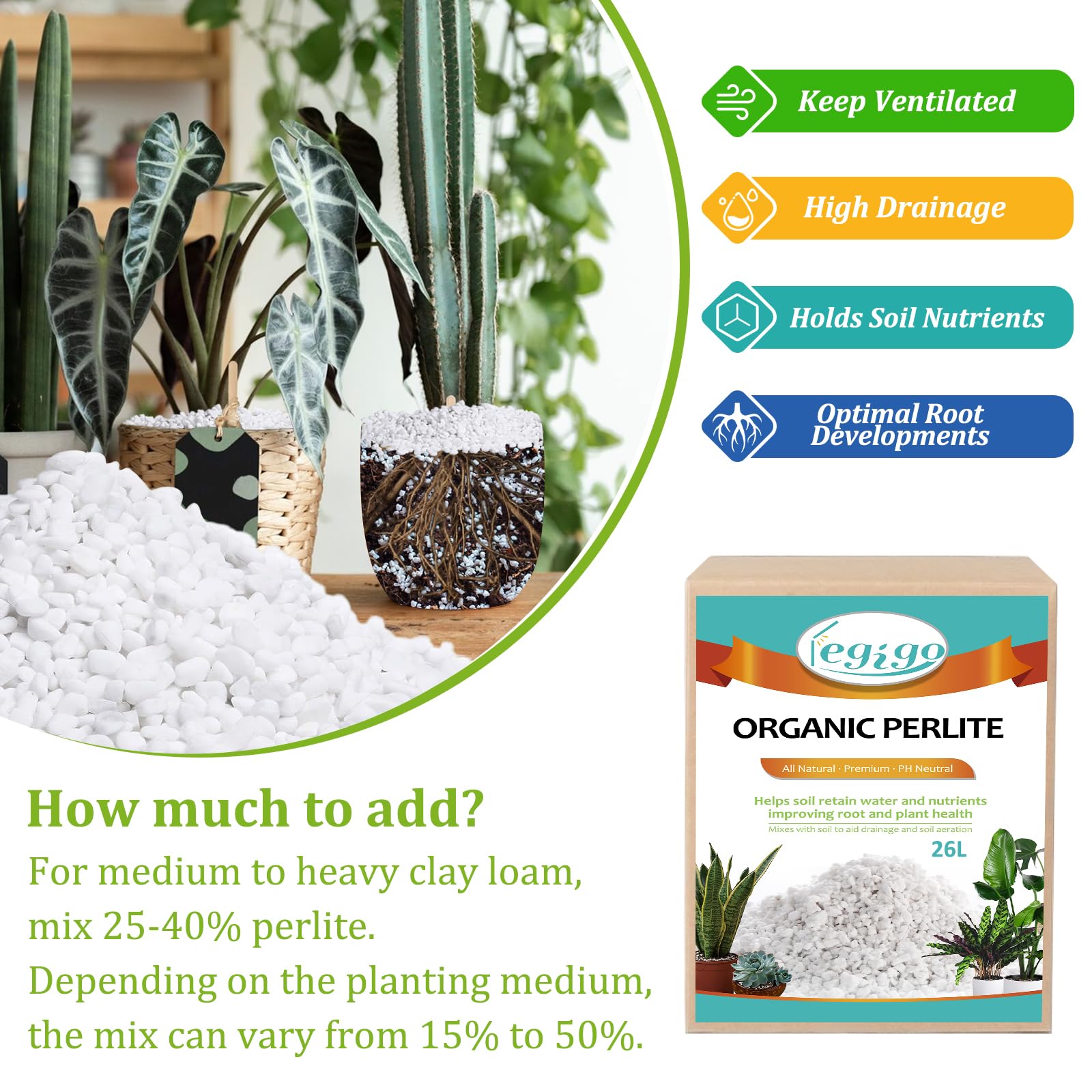 Legigo perlite displayed in a garden setting