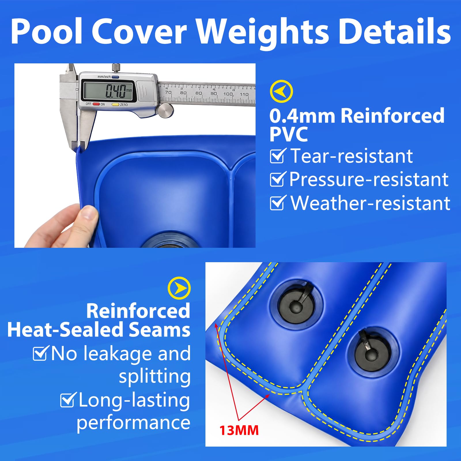 Legigo pool cover water bag showing secure screw cap