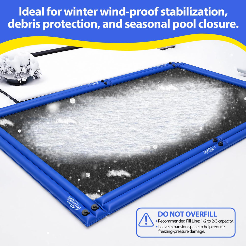 Legigo pool cover water bags laid out for easy filling