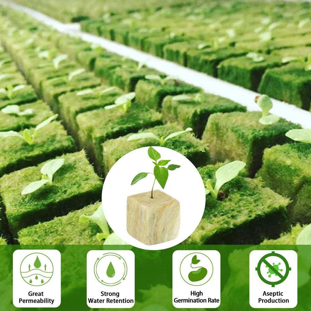 Legigo Rockwool Cubes Seed Starter Plugs on a planting table