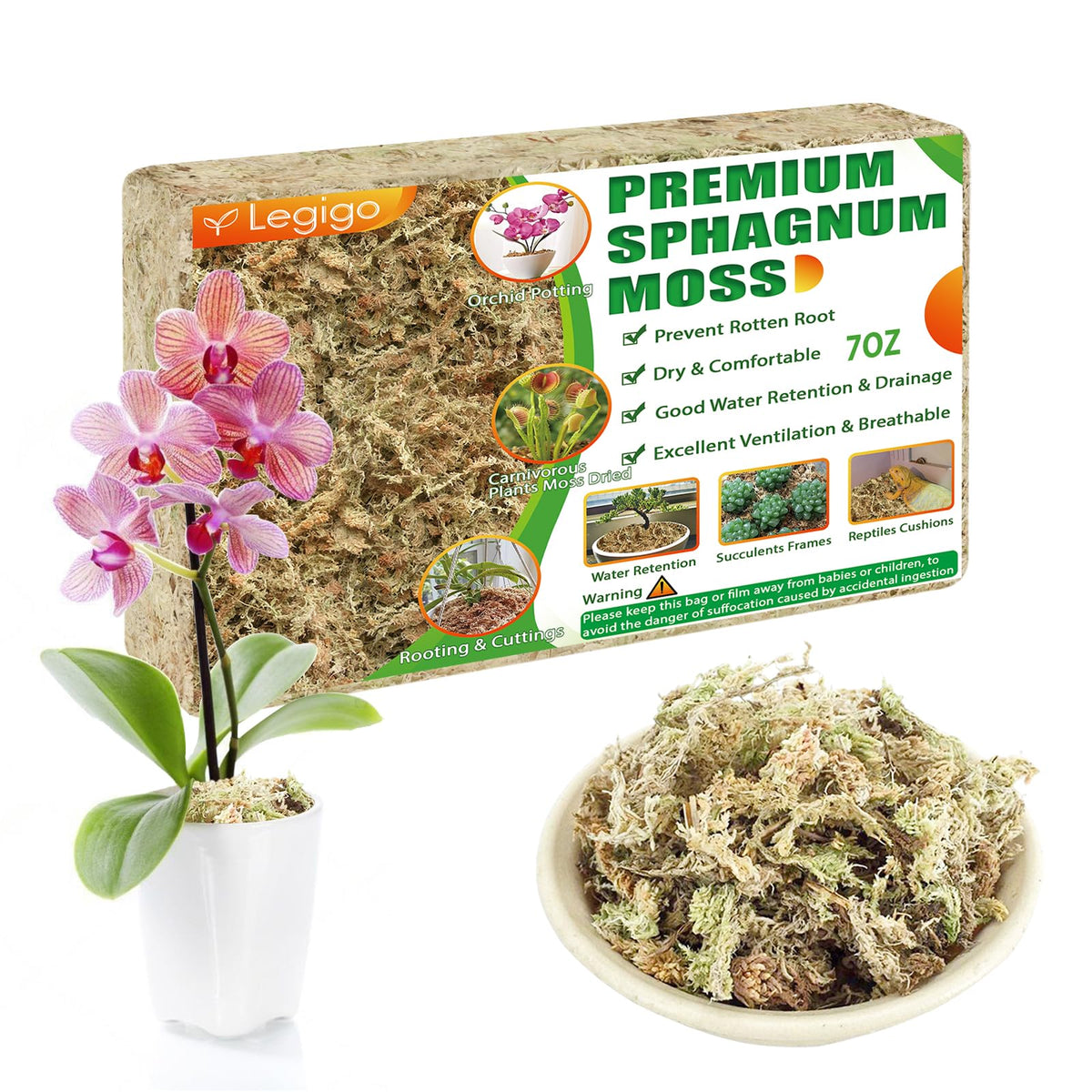 Legigo Sphagnum Moss 7 oz package front view
