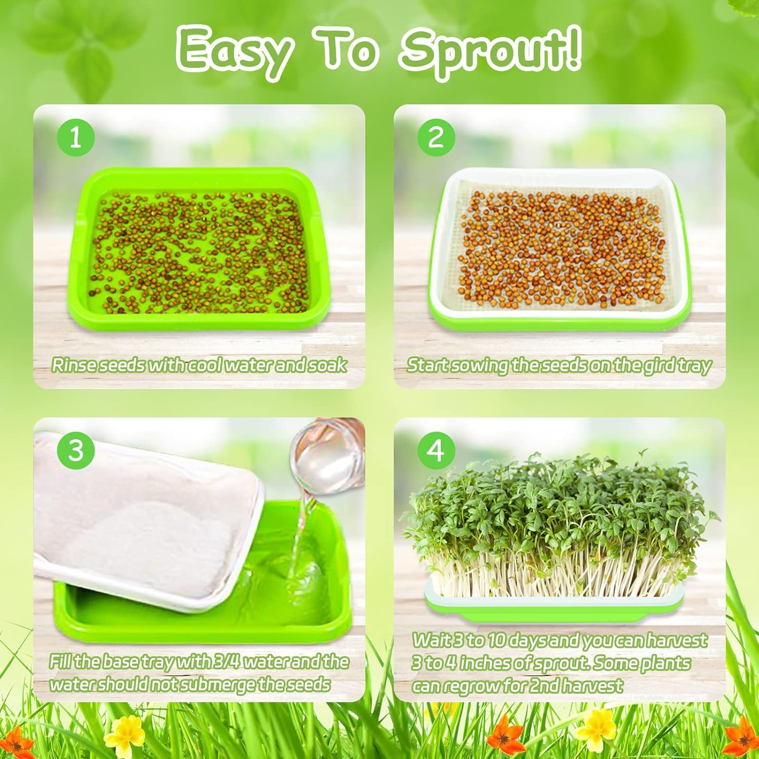 Legigo sprouting kit displaying different microgreens being grown