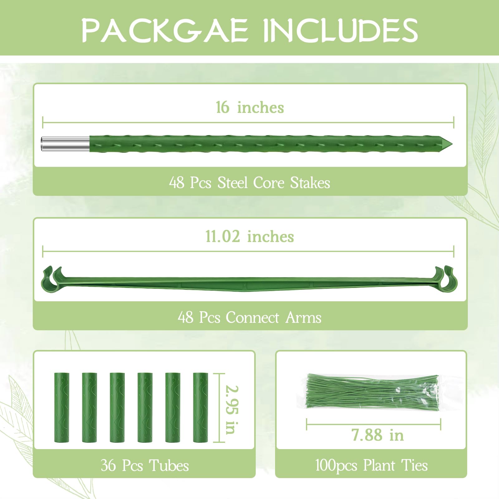 Legigo tomato cage components including stakes and arms