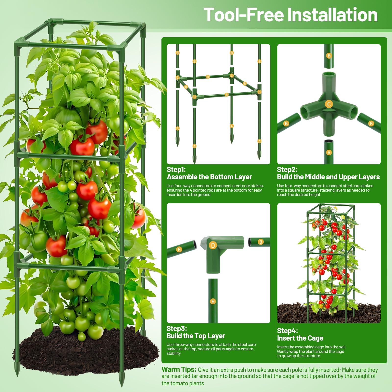 Legigo Tomato Cage dimensions with plants