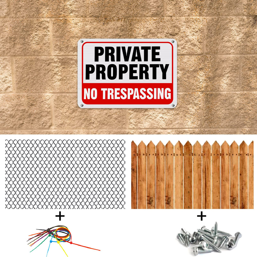 LEIFIDE No Trespassing sign installation with pre-drilled holes