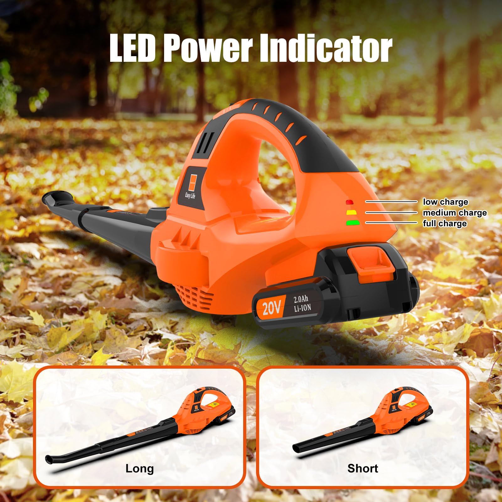 Leisch Life Cordless Leaf Blower user manual and accessories laid out