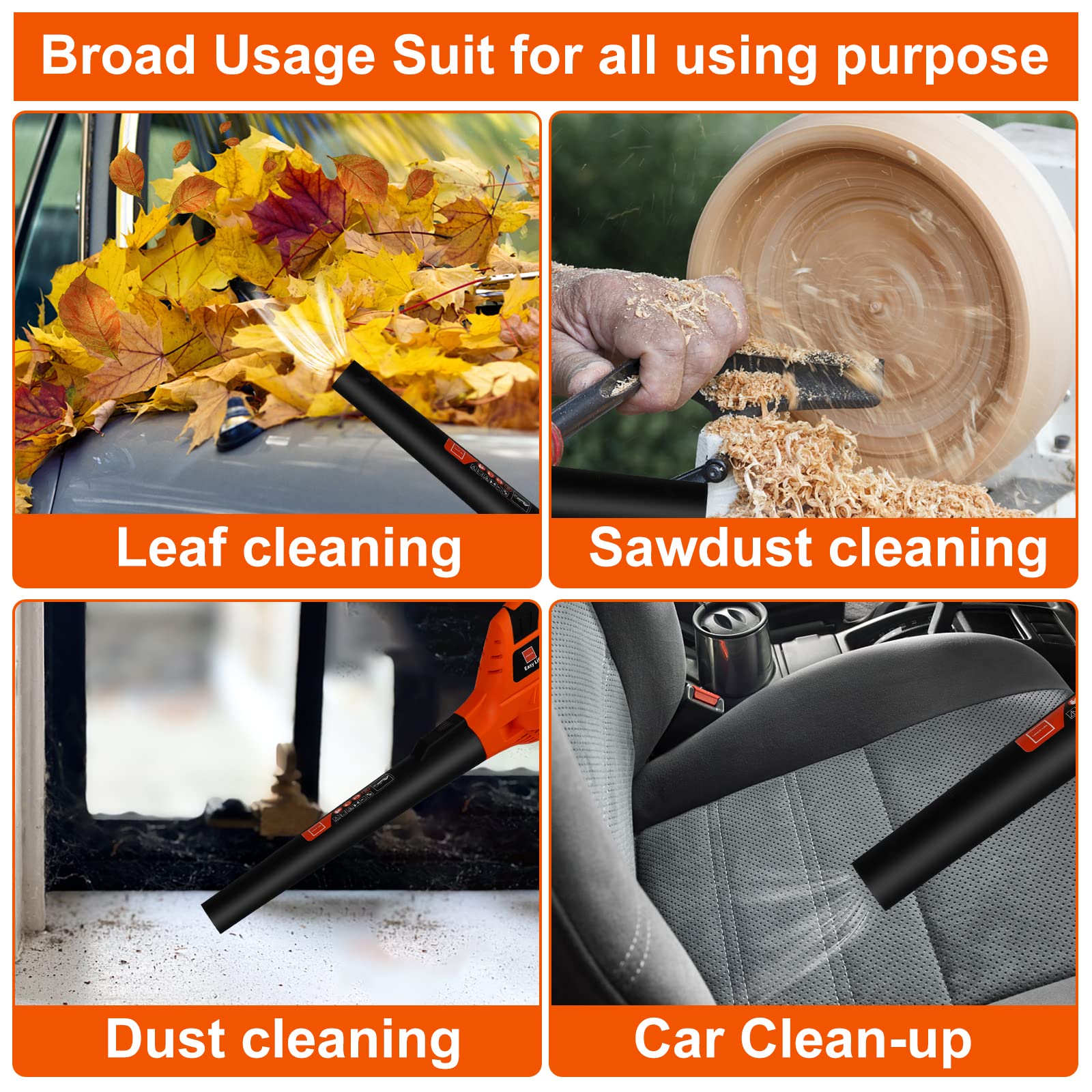 Leisch Life leaf blower with extension tube attached