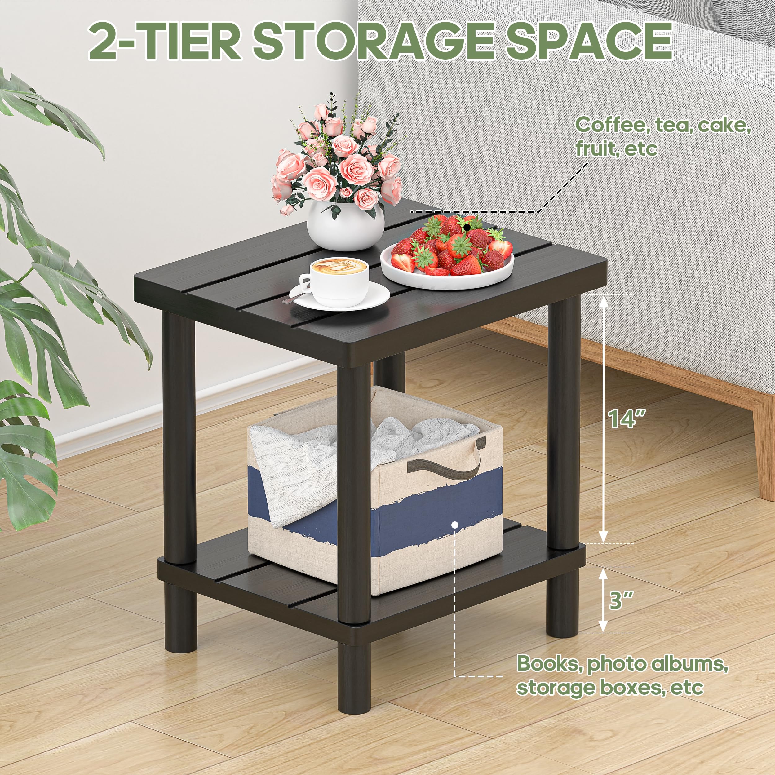 LEJANEOYE Outdoor Side Table in garden setting