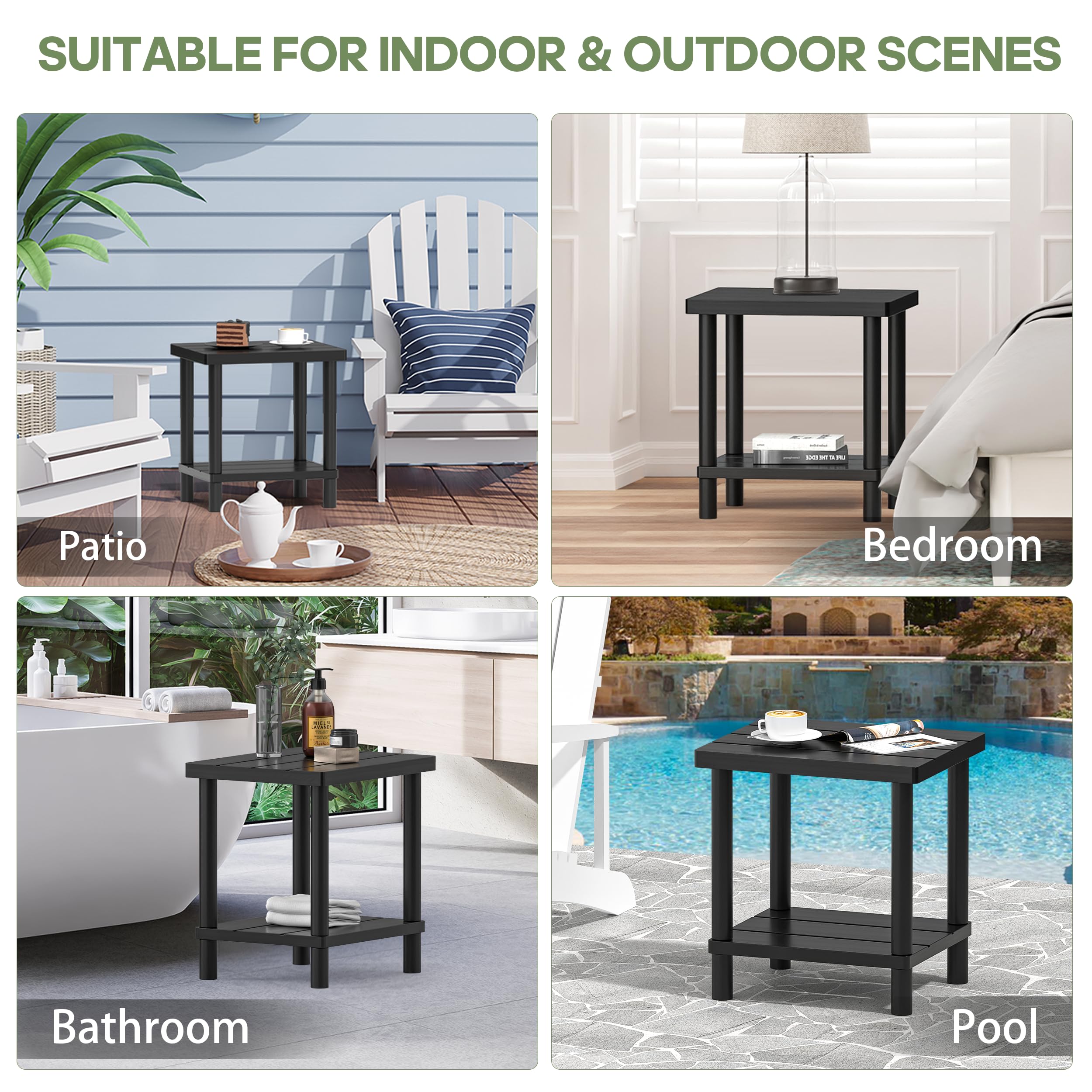 LEJANEOYE Outdoor Side Table side view showing structure