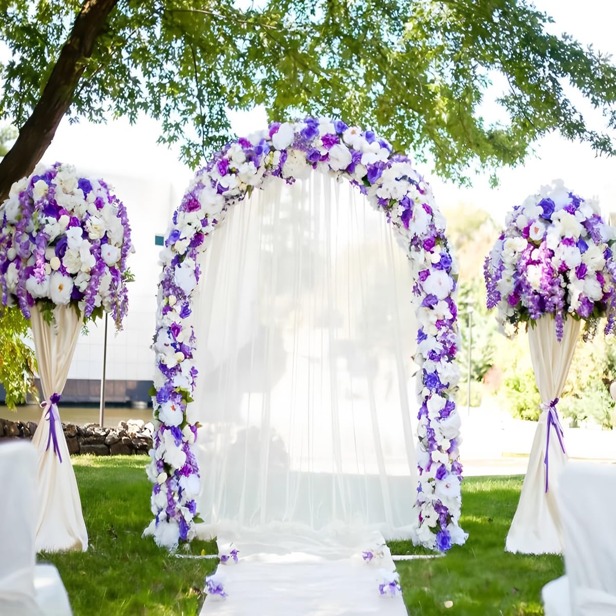 LeJoy Garden Metal Arch side view showcasing white finish