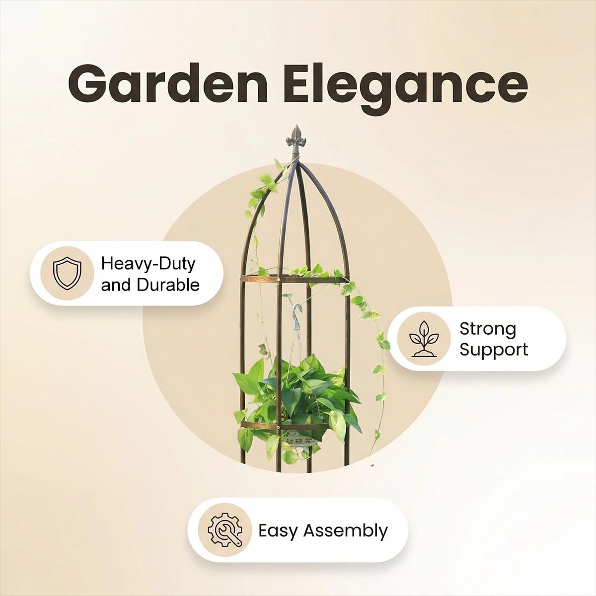 LeJoy Garden Obelisk Trellis close-up of metal pipes