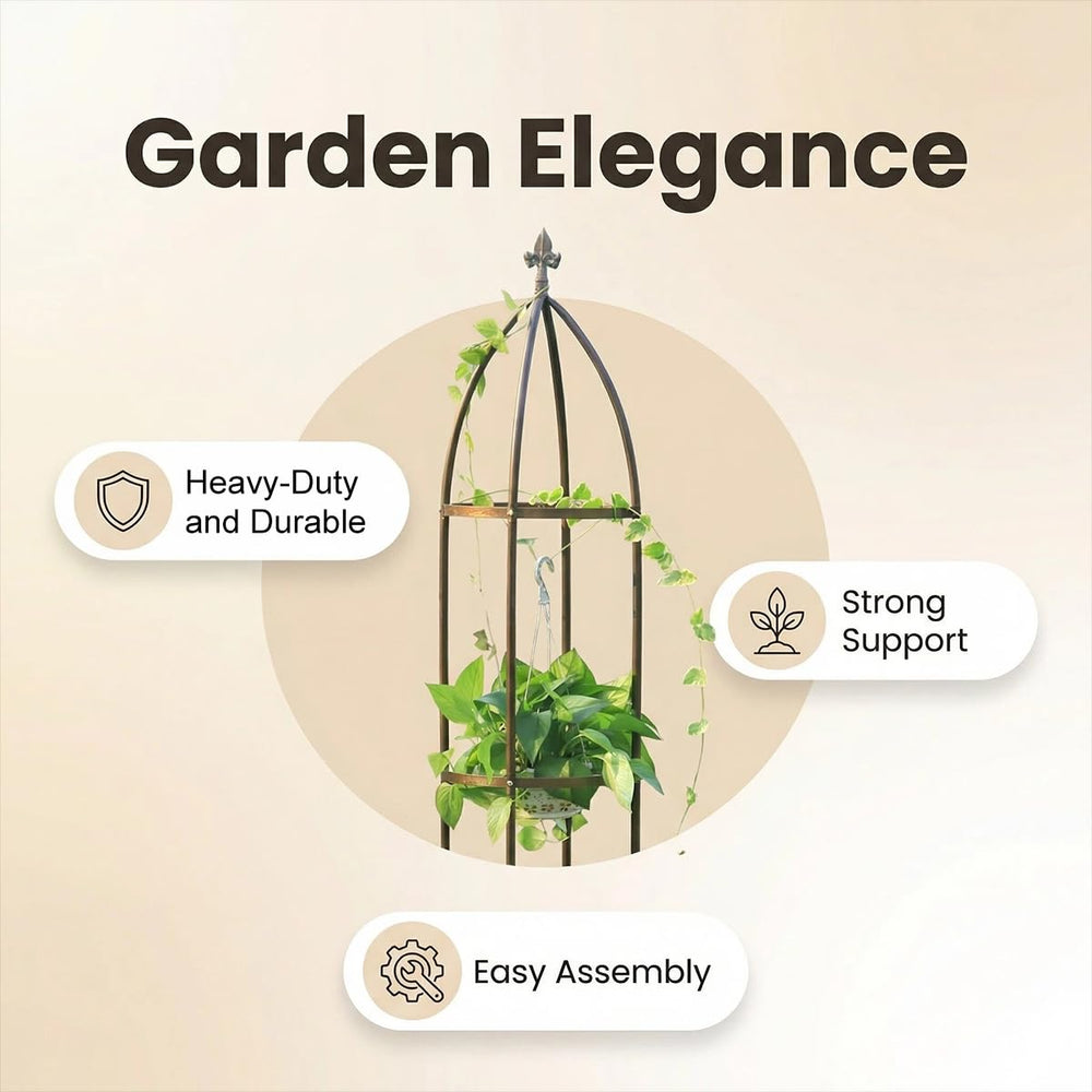LeJoy Garden Obelisk Trellis close-up of metal pipes